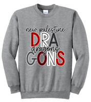 Dragons - DOODLE FONT Fleece Crewneck Sweatshirt ADULT & YOUTH OPTIONS