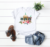 Coffee Lover Floral Print T-Shirt