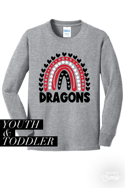 Dragons Rainbow YOUTH & ADULT (Long Sleeve Tee or Crewneck Sweatshirt)