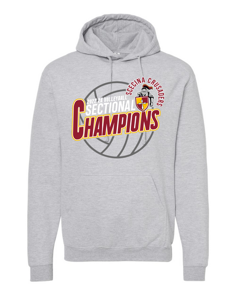 SMHS Volleyball Sectional Champs - Unisex Fleece Pullover Hooded Sweatshirt (ATHLETIC HEATHER)