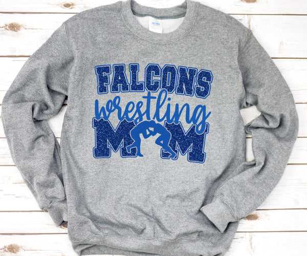 Falcons Wrestling Mom *Glitter* (Sweatshirt & T-Shirt Options)