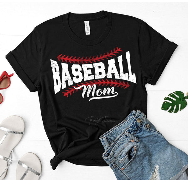 Baseball Mom Black T-Shirt